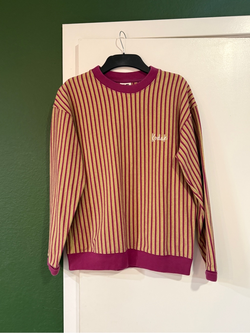 Kodak Burgundy and Mustard Striped Knit Crewneck